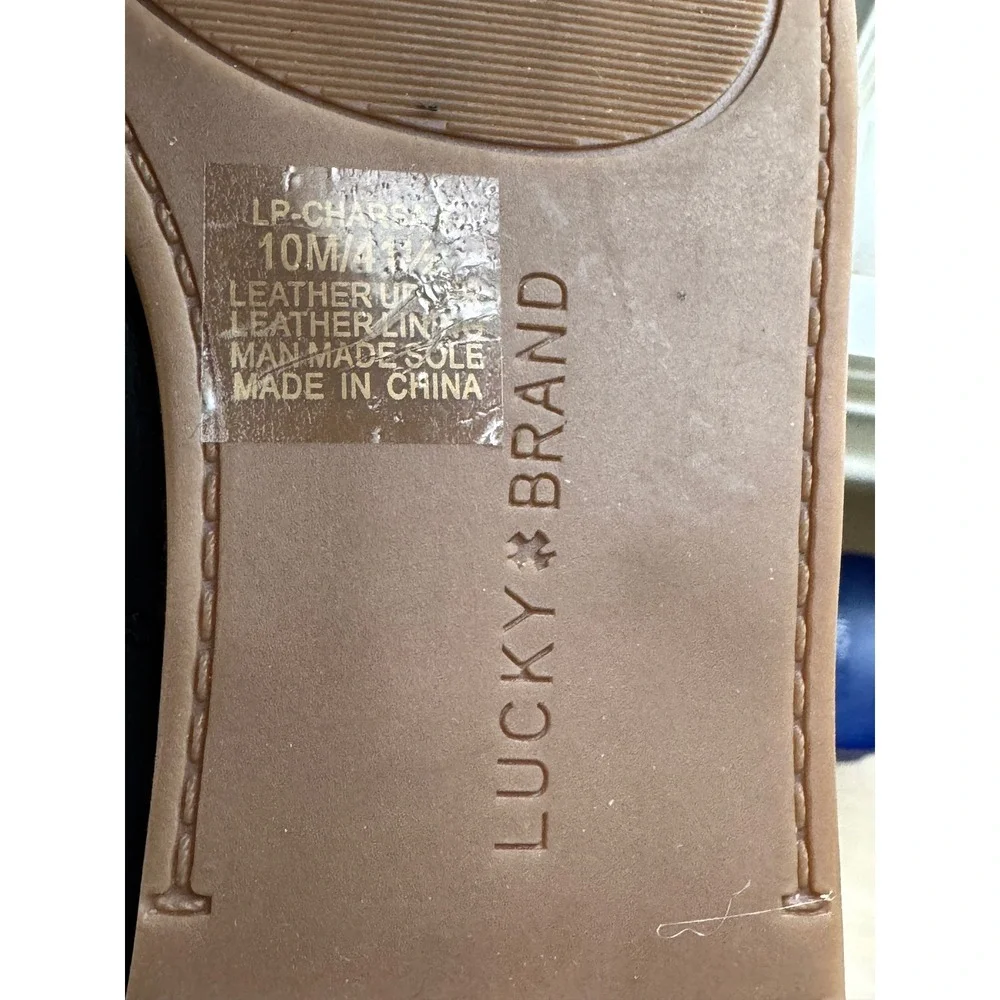 Lucky Brand Loafers Women 10 Black Charsa Leather Flat Slip On Almond Toe Shoes